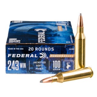 Federal Power-Shok .243 Winchester Ammunition 20 Rounds JSP 100 Grains 243B