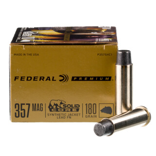 Federal Solid Core .357 Magnum Ammunition 20 Rounds Synthetic Jacket FN 180 Grain