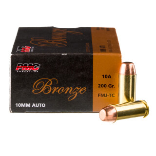 PMC Bronze 10mm Auto Ammunition 50 Rounds FMJ-TC 200 Grain
