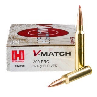 Hornady V‑Match .300 PRC Ammunition 20 Rounds ELD-VT 174 Grains
