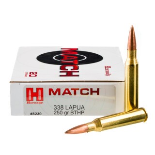 Hornady Match .338 Lapua Magnum Ammunition 20 Rounds BTHP 250 Grain