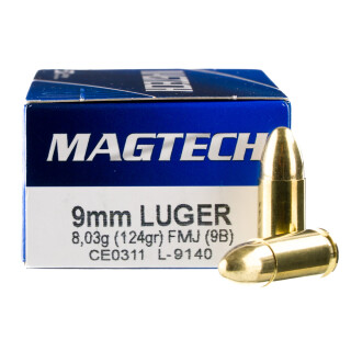 Magtech 9mm Luger Ammunition 50 Rounds FMJ 124 Grain
