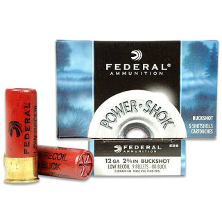 Federal Power-Shok Low Recoil 12 Gauge Ammunition 5 Rounds 2-3/4" 00 Buckshot