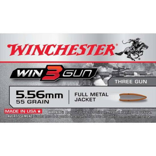 Winchester USA Win3Gun 5.56 NATO FMJ 55 Grain 3270 fps 20 Round Box X556TG