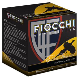 Fiocchi Golden Pheasant 20 Gauge Ammunition 25 Rounds 3" #4 Nickel Plated Lead 1-1/4oz