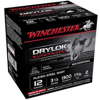 Winchester Drylok 12 Ga 3.5" #2 Steel 1.5625oz 25 Rounds