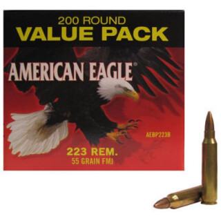 Federal American Eagle Ammunition- Caliber: 223 Remington- Grain: 55- Bullet: FMJ- Per 200 Rounds