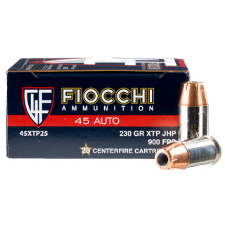 Fiocchi Extrema XTP .45 ACP Ammunition 25 Rounds XTP JHP 230 Grain