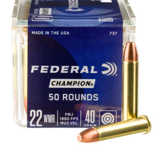 Federal Champion .22 Magnum Ammunition 50 Rounds FMJ 40 Grain
