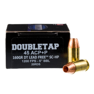 DoubleTap .45 ACP +P Ammunition 20 Rounds Barnes Tac-XP Copper HP 160 Grain Lead Free