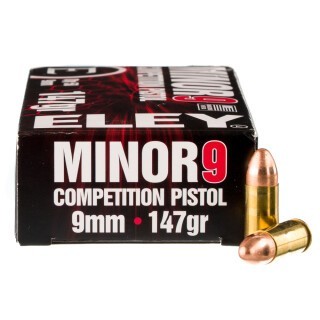 Eley Minor9 Competition Pistol 9mm Luger Ammunition 50 Rounds FMJ 147 Grains