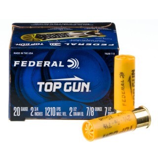 Federal Top Gun 20 Gauge Shotshell 250 Rounds 2-3/4" #7.5 Shot 7/8 Ounce