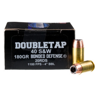 DoubleTap Bonded Defense .40 S&W Ammunition 20 Rounds JHP 180 Grain