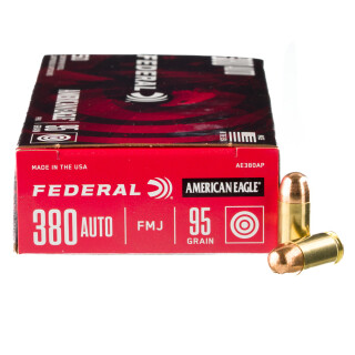 Federal American Eagle .380 ACP Ammunition 1000 Rounds FMJ 95 Grain