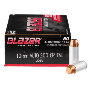 CCI Blazer 10mm Auto Ammunition 50 Rounds FMJ 200 Grain Aluminum Cased