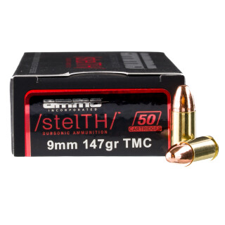 Ammo Inc. stelTH 9mm Luger Aummunition 50 Rounds TMC 147 Grains