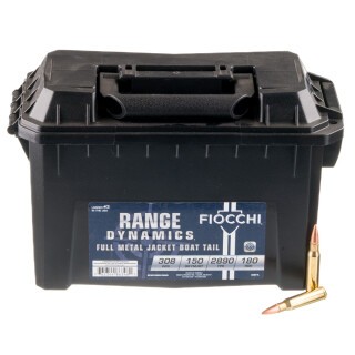 Fiocchi Shooting Dynamics .308 Winchester Ammunition 180 Round Ammo Can FMJ-BT 150 Grain