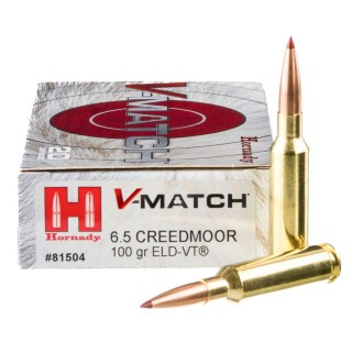 Hornady V‑Match 6.5 Creedmoor Ammunition 200 Rounds ELD-VT 100 Grains