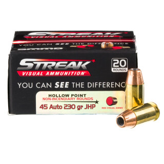 Ammo Inc STREAK .45 ACP Ammunition 20 Rounds Red JHP 230 Grain