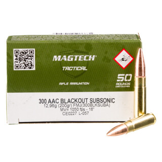 Magtech First Defense .300 AAC Blackout Ammunition 50 Rounds FMJ 200 Grain Subsonic