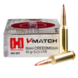 Hornady V-Match 6mm Creedmoor Ammunition 20 Rounds ELD-VT 80 Grains