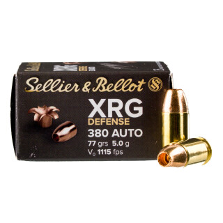 Sellier & Bellot XRG Defense .380 ACP Ammunition 25 Rounds Copper HP 77 Grain