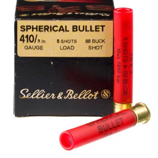 Sellier & Bellot Spherical Bullet .410 Gauge Shotshell 500 Rounds 2 1/2" 000 Buck 3 Shots SB410A