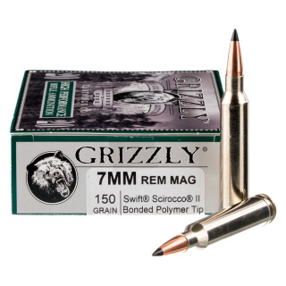 Grizzly Trophy Grade 7mm Rem Mag Ammunition 20 Rounds Scirocco II 150 Grain