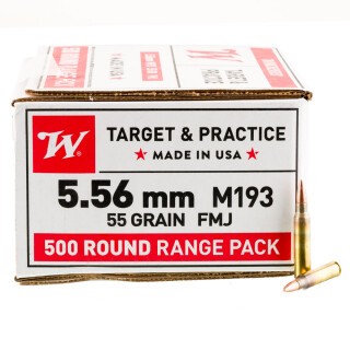 Winchester USA 5.56 M193 NATO Ammunition 500 Rounds FMJ 55 Grains