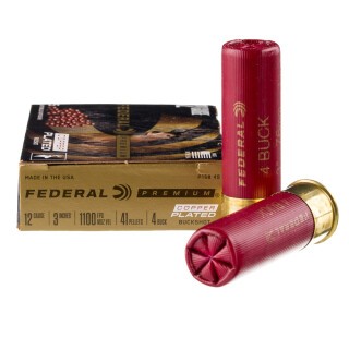 Federal Vital-Shok 12 Gauge Ammunition 5 Rounds 3" 4 Buck Copper Plated 41 Pellets 1100fps