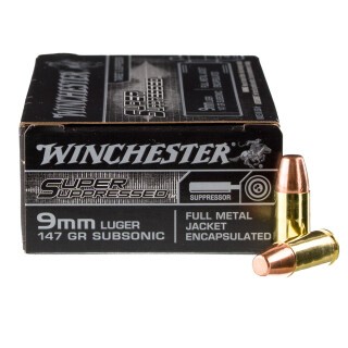 Winchester 9mm Luger Ammunition 500 Rounds Super Suppressed FMJE 147 Grains