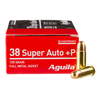 Aguila .38 Super Auto +P Ammunition 50 Rounds FMJ 130 Grain