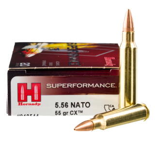 Hornady Superformance 5.56 NATO Ammunition 20 Rounds Copper CX 55 Grain