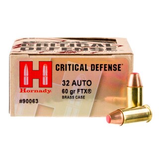 Hornady Critical Defense .32 Auto Ammunition 25 Rounds FTX 60 Grain