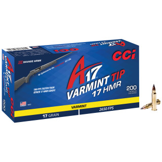 CCI A17 .17 HMR Ammunition 200 Rounds Varmint Tip 17 Grain
