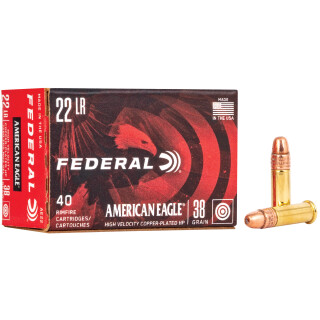 Federal American Eagle .22 LR Ammunition 40 Rounds HP 38 Grain