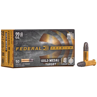 Federal Gold Medal .22 Long Rifle Ammunition 50 Rounds LRN 40 Grain