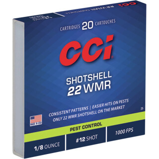 CCI Shotshell .22 WMR Ammunition 20 Rounds #12 Shot 52 Grain 1,000 Feet Per Second