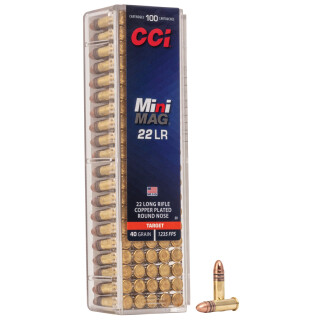 CCI Mini-Mag Target .22 Long Rifle Ammunition 100 Rounds Plated LRN 40 Grain