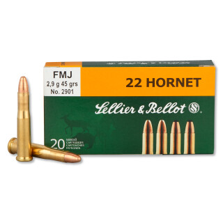 Sellier & Bellot .22 Hornet Ammunition 20 Rounds FMJ 45 Grain