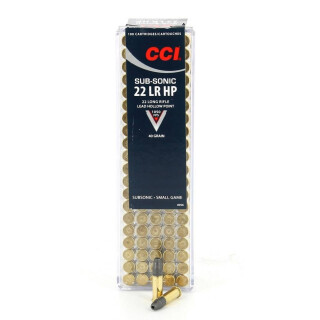 CCI Sub-Sonic HP .22 Long Rifle Ammunition 100 Rounds 40 Grain Lead Hollow Point 1050fps