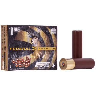 Federal 10 Gauge Shotshell 5 Rounds 3.5" 00 Buck Copper Plated 18 Pellets