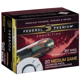 Federal .357 Magnum Ammunition 20 Rounds Swift A-Frame 180 Grains P357SA
