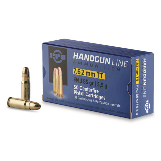 Prvi Partizan 7.62x25 Tokarev Ammunition 50 Rounds FMJ 85 Grain