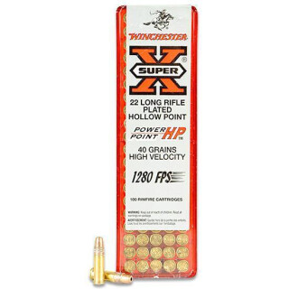 Winchester Super-X .22 Long Rifle Ammunition 100 Rounds Copper Plated Hollow Point 40 Grain