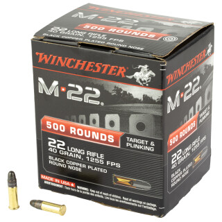 Winchester M-22 .22LR Ammunition 1000 Rounds Black CPRN 40 Grain