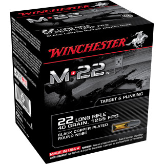Winchester M-22 .22 Long Rifle Ammunition 500 Rounds Black CPRN 40 Grain