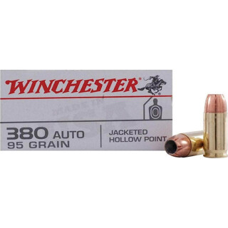 Winchester USA .380 ACP Ammunition 50 Rounds JHP 95 Grain