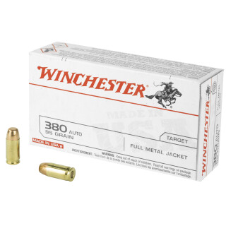 Winchester USA .380 ACP Ammunition 50 Rounds FMJ 95 Grain