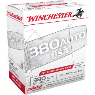 Winchester USA .380 ACP Ammunition 200 Rounds FMJ 95 Grain